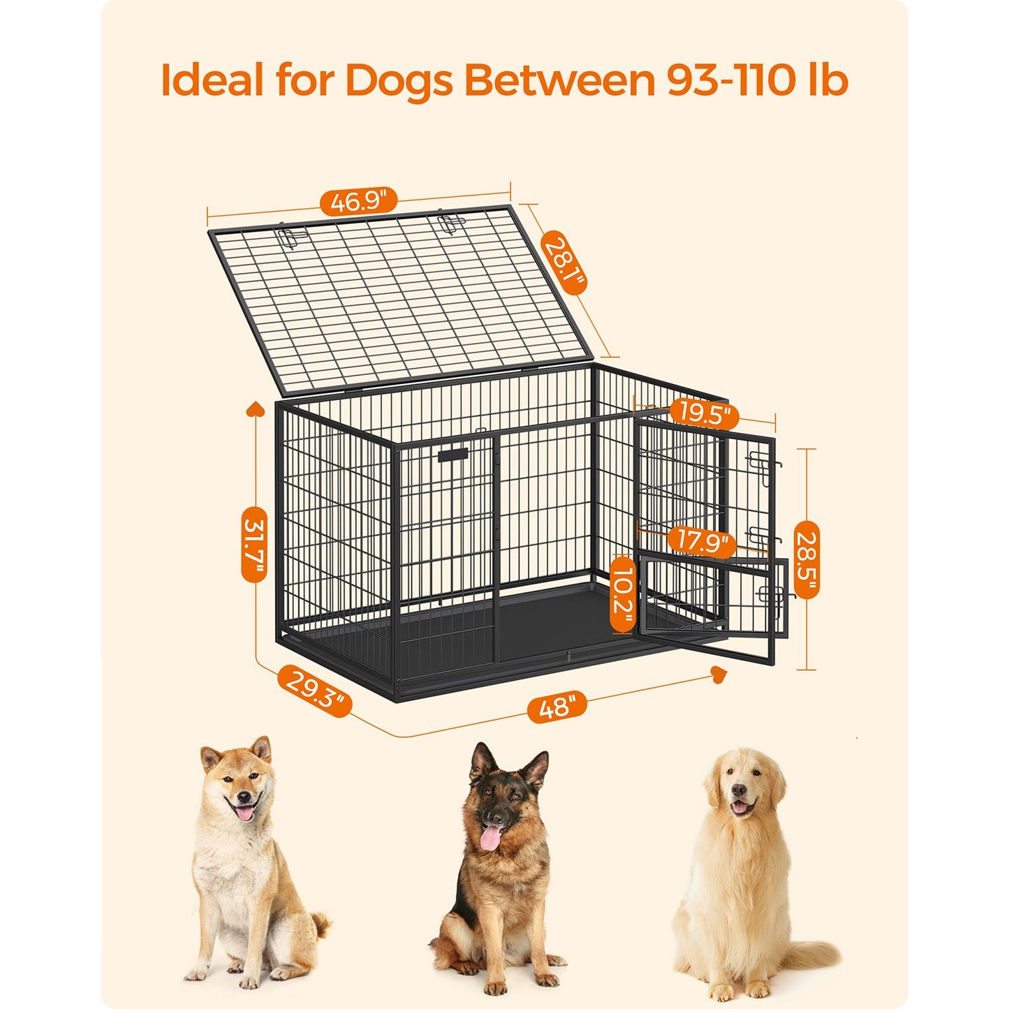 Heavy-Duty Dog Crate with Metal Frame
