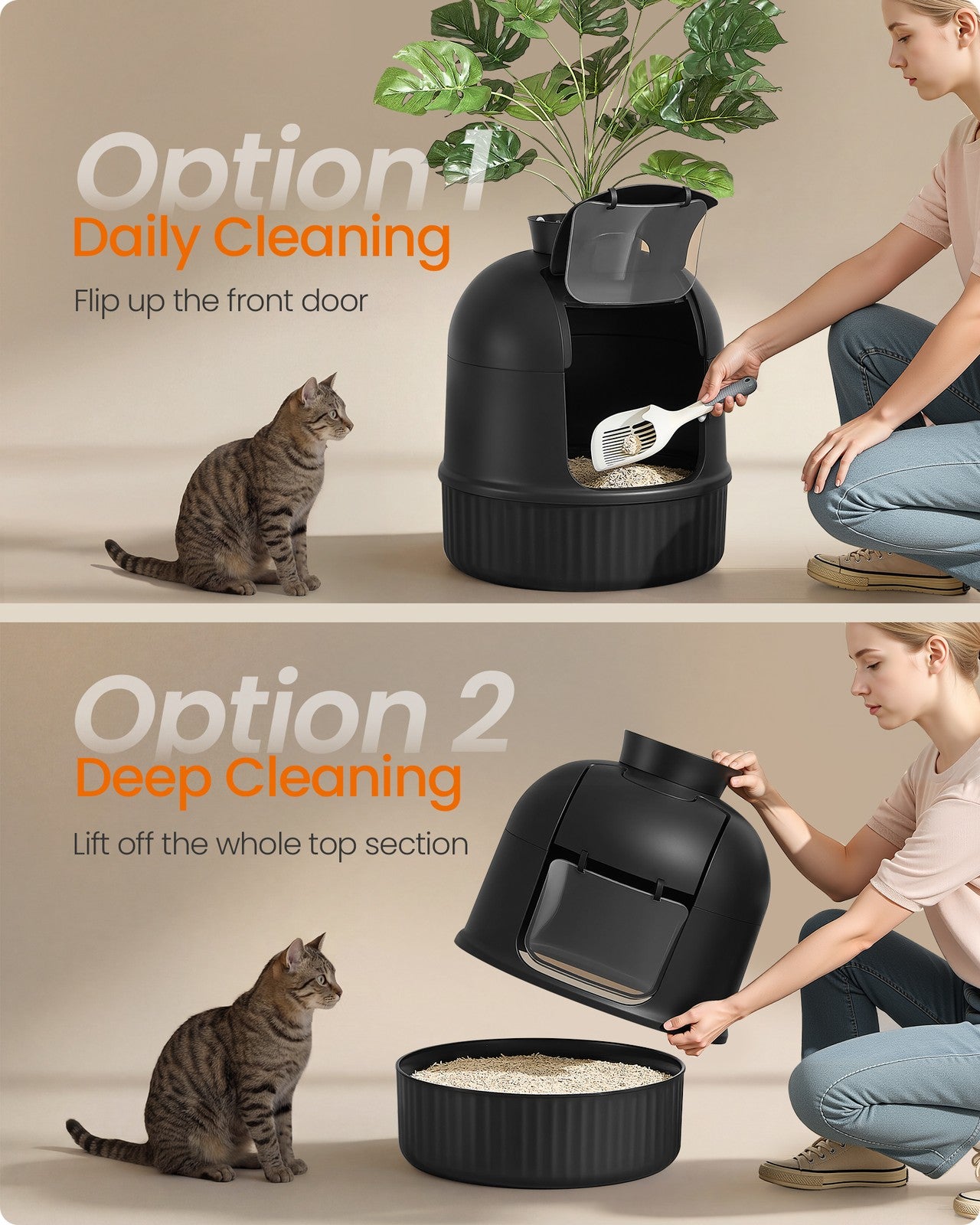 Plant Cat Litter Box Enclosure with Artificial Plant - image 2