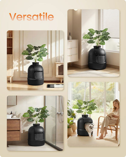 Plant Cat Litter Box Enclosure with Artificial Plant - image 5