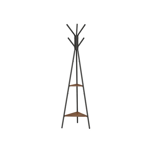 Coat Hanger Stand, Hall Tree with 2 Shelves