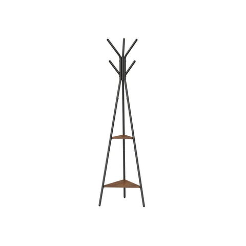 Coat Hanger Stand, Hall Tree with 2 Shelves