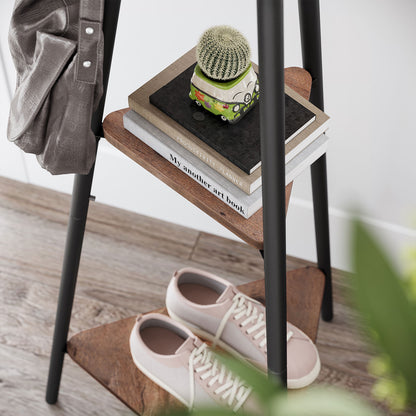 Coat Hanger Stand, Hall Tree with 2 Shelves
