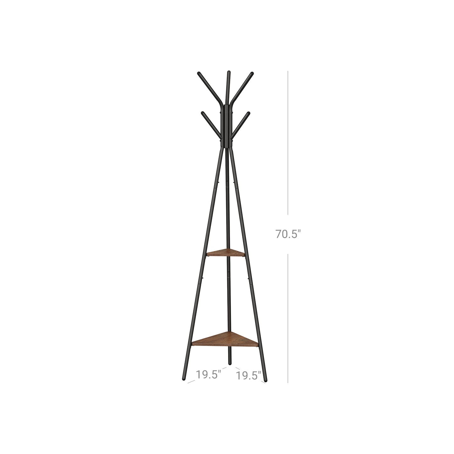 Coat Hanger Stand, Hall Tree with 2 Shelves