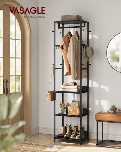 Coat rack freestanding hall tree with shelves - image 2