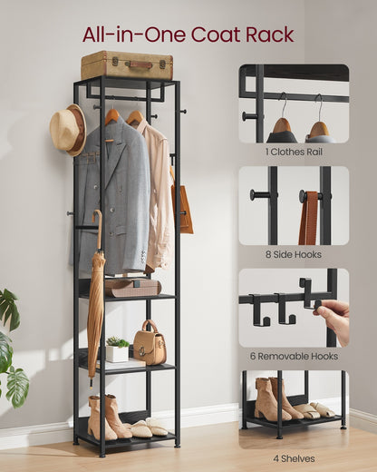 Coat rack freestanding hall tree with shelves - image 3