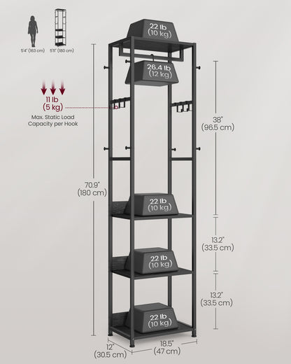 Coat rack freestanding hall tree with shelves - image 5