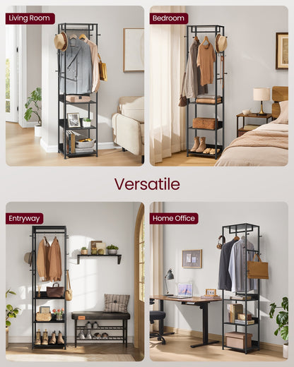 Coat rack freestanding hall tree with shelves - image 6