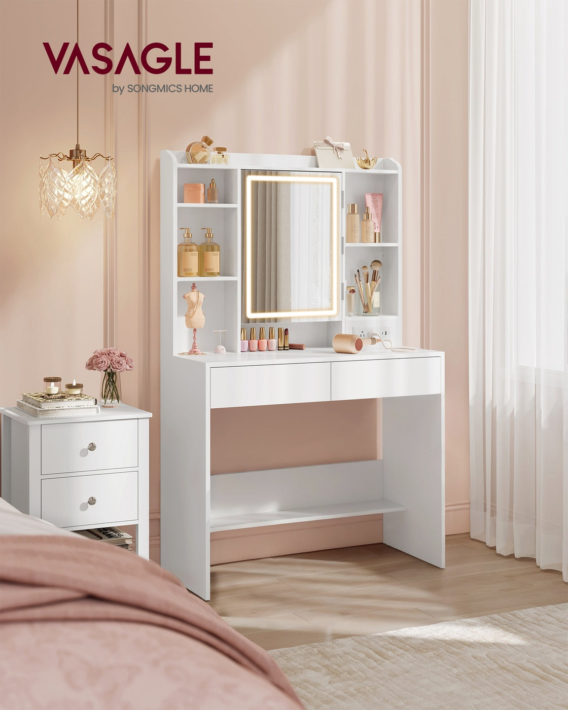 Vanity Desk with Power Outlets