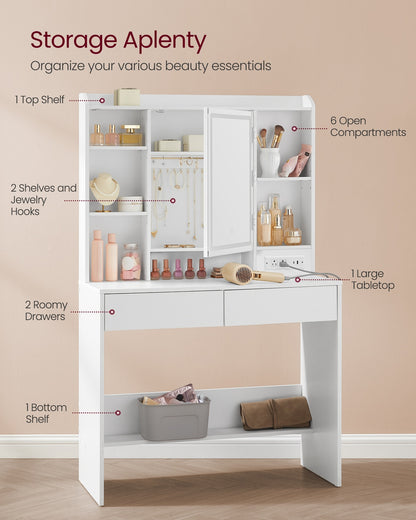 Vanity Desk with Power Outlets