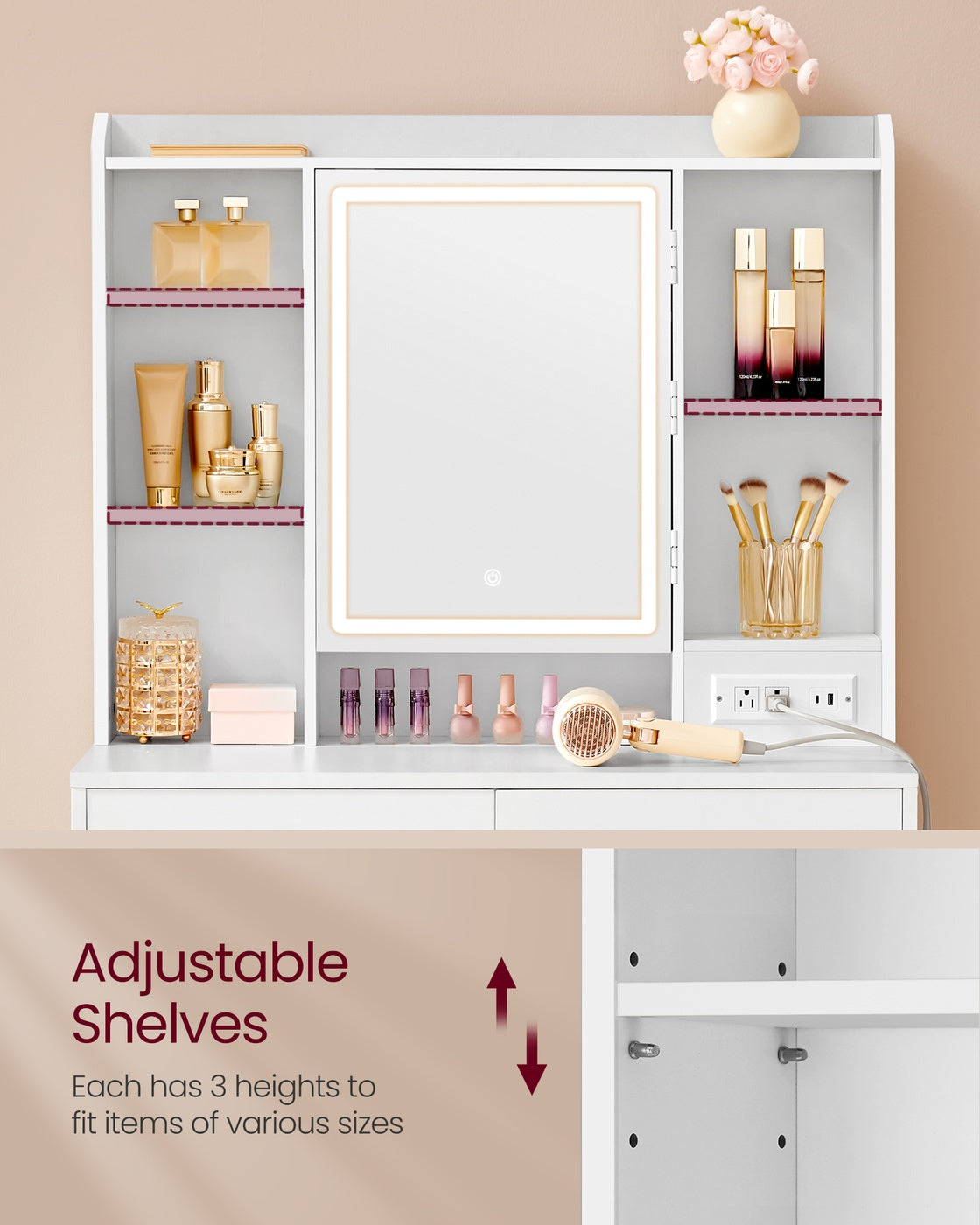 Vanity Desk with Power Outlets