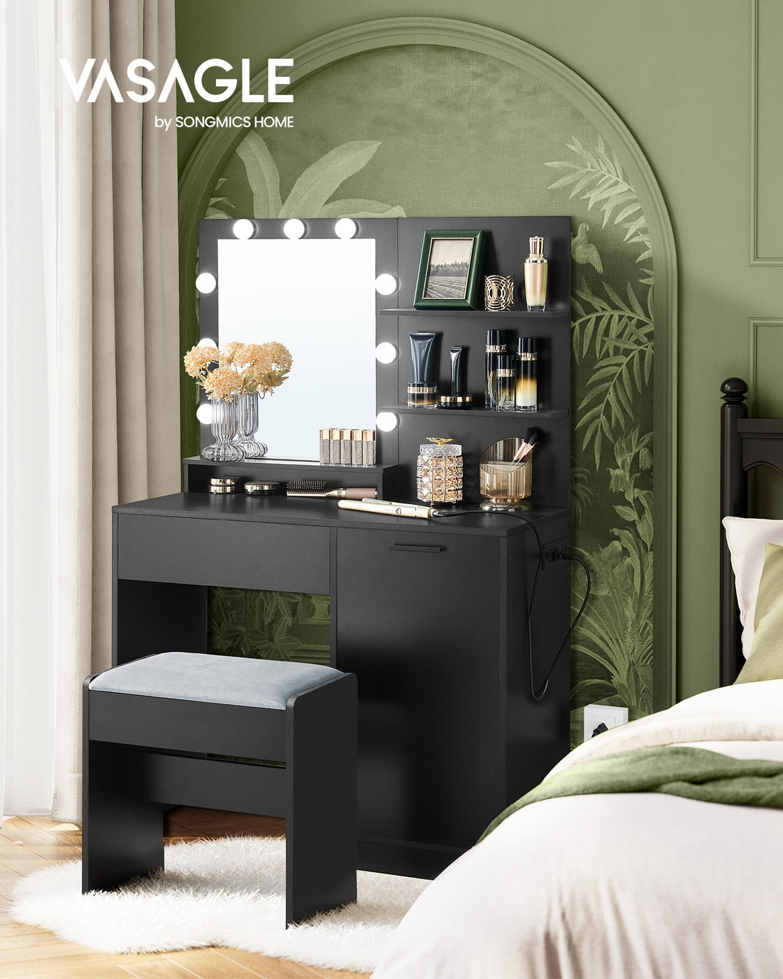 Vanity Desk with Mirror and Lights