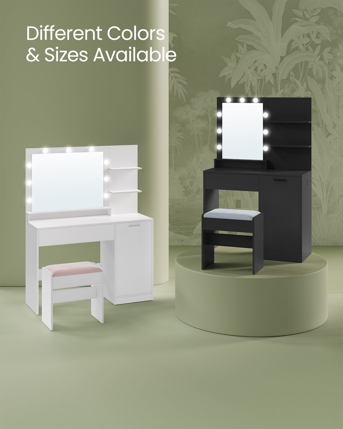 Vanity Desk with Mirror and Lights