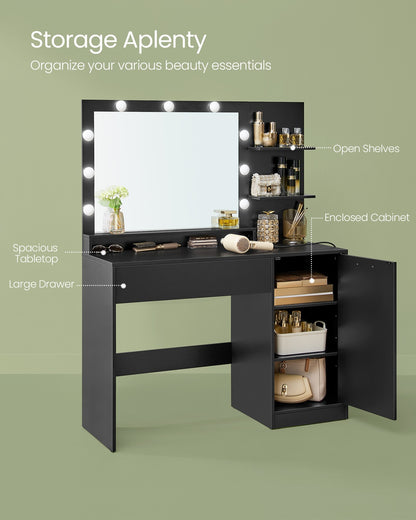 Vanity Desk with Mirror and Lights