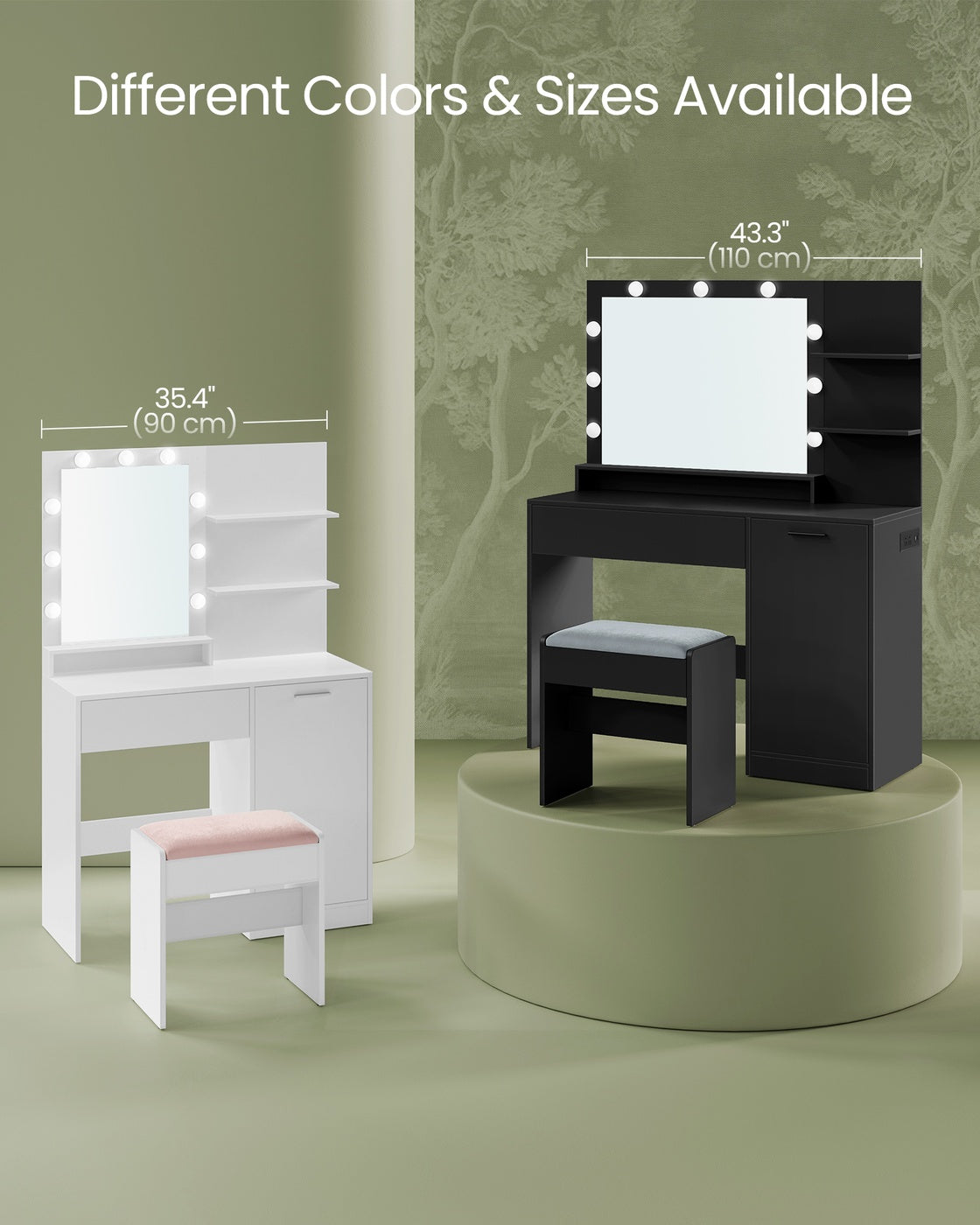 Vanity Desk with Mirror and Lights