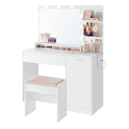Vanity Desk with Mirror and Lights