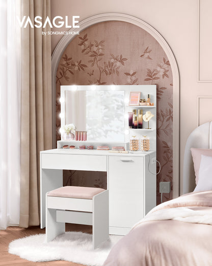 Vanity Desk with Mirror and Lights
