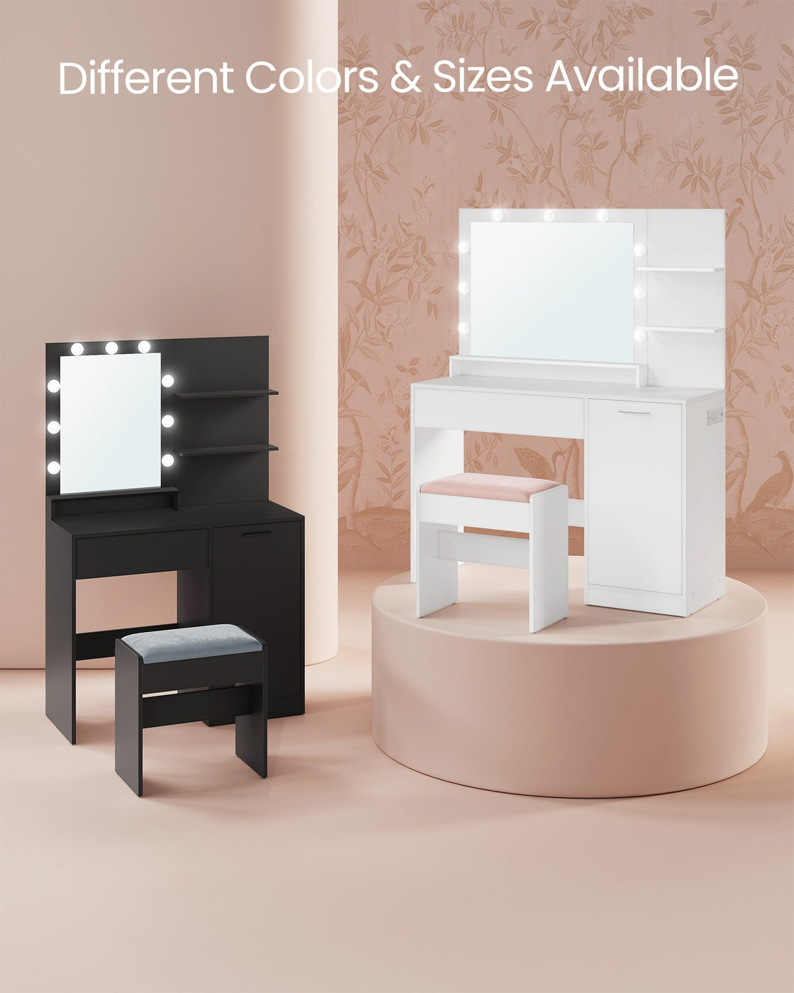 Vanity Desk with Mirror and Lights
