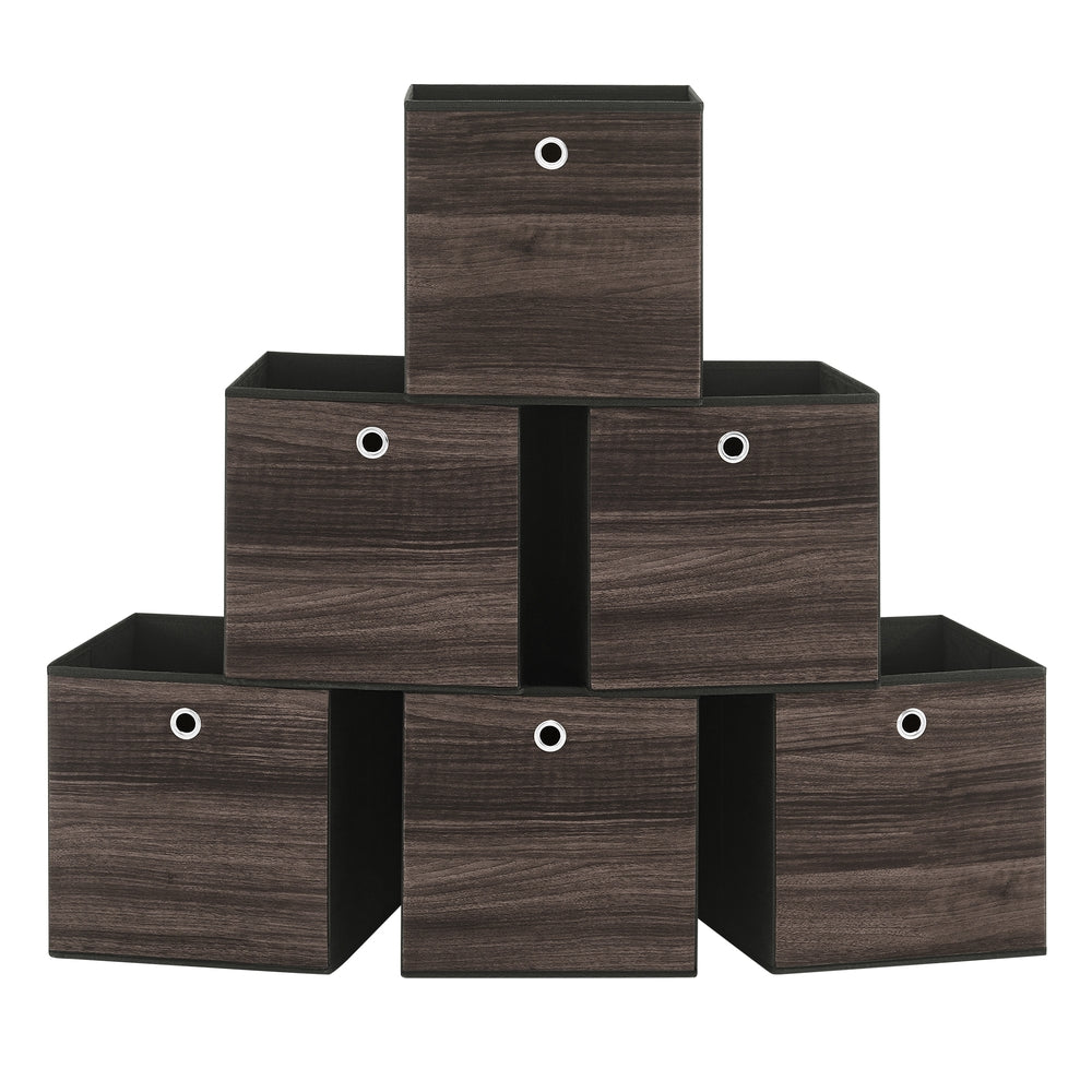 Set of 6 Storage Cubes 11.8 x 11.8 x 11.8 Inches Chestnut Brown - image 1