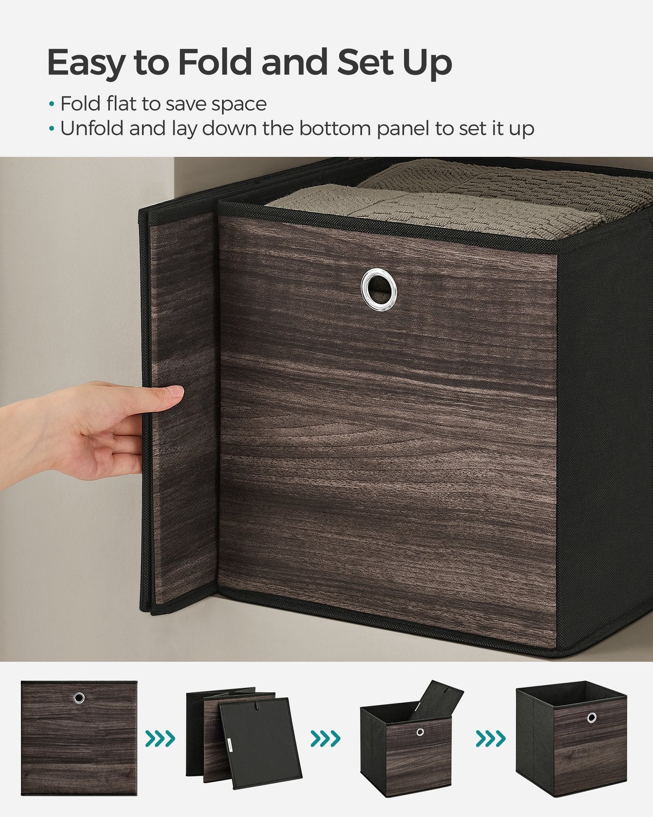 Set of 6 Storage Cubes 11.8 x 11.8 x 11.8 Inches Chestnut Brown - image 4