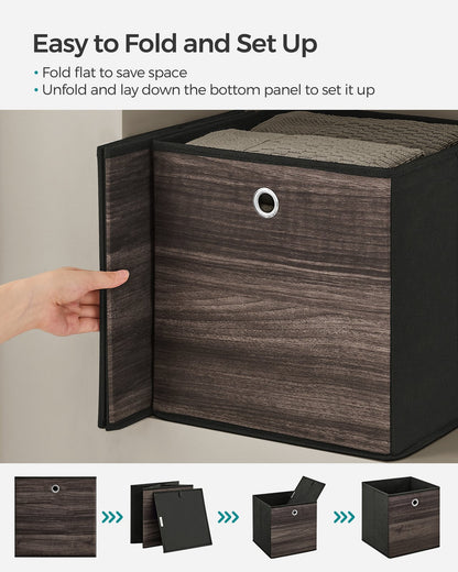 Set of 6 Storage Cubes 11.8 x 11.8 x 11.8 Inches Chestnut Brown - image 4