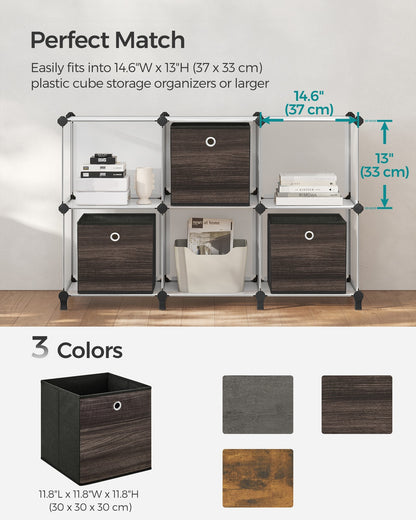 Set of 6 Storage Cubes 11.8 x 11.8 x 11.8 Inches Chestnut Brown - image 7