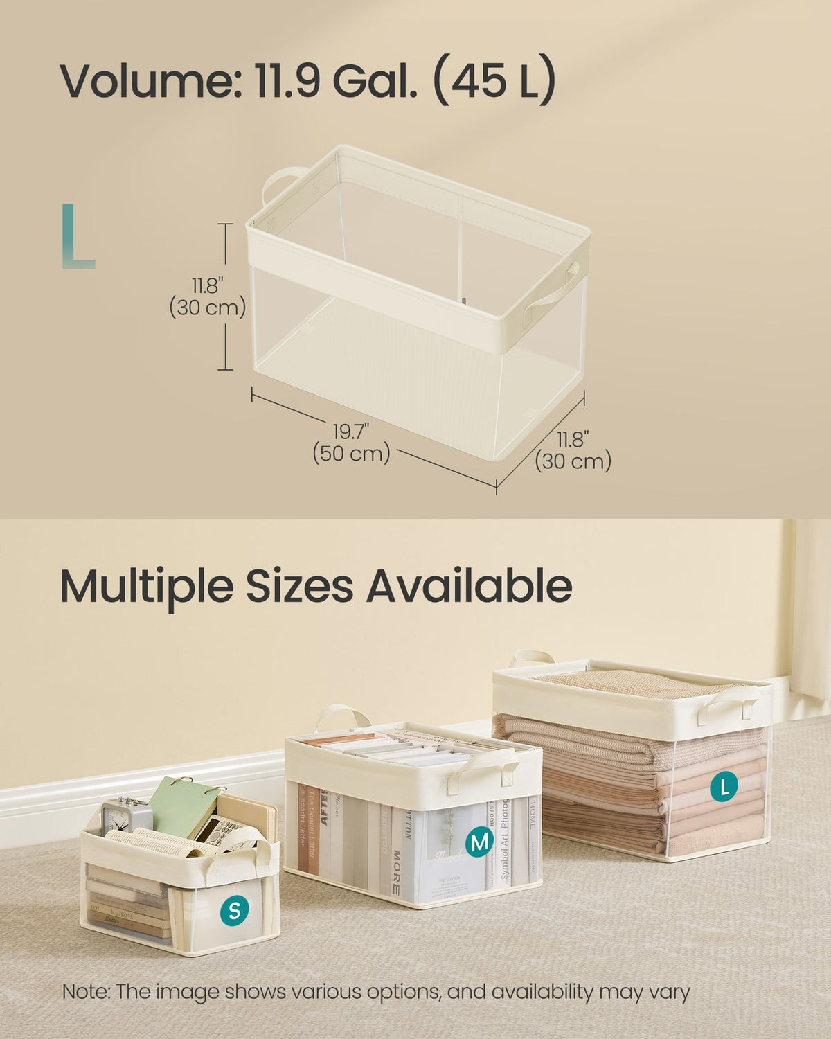 Large Fabric Storage Baskets Set of 3