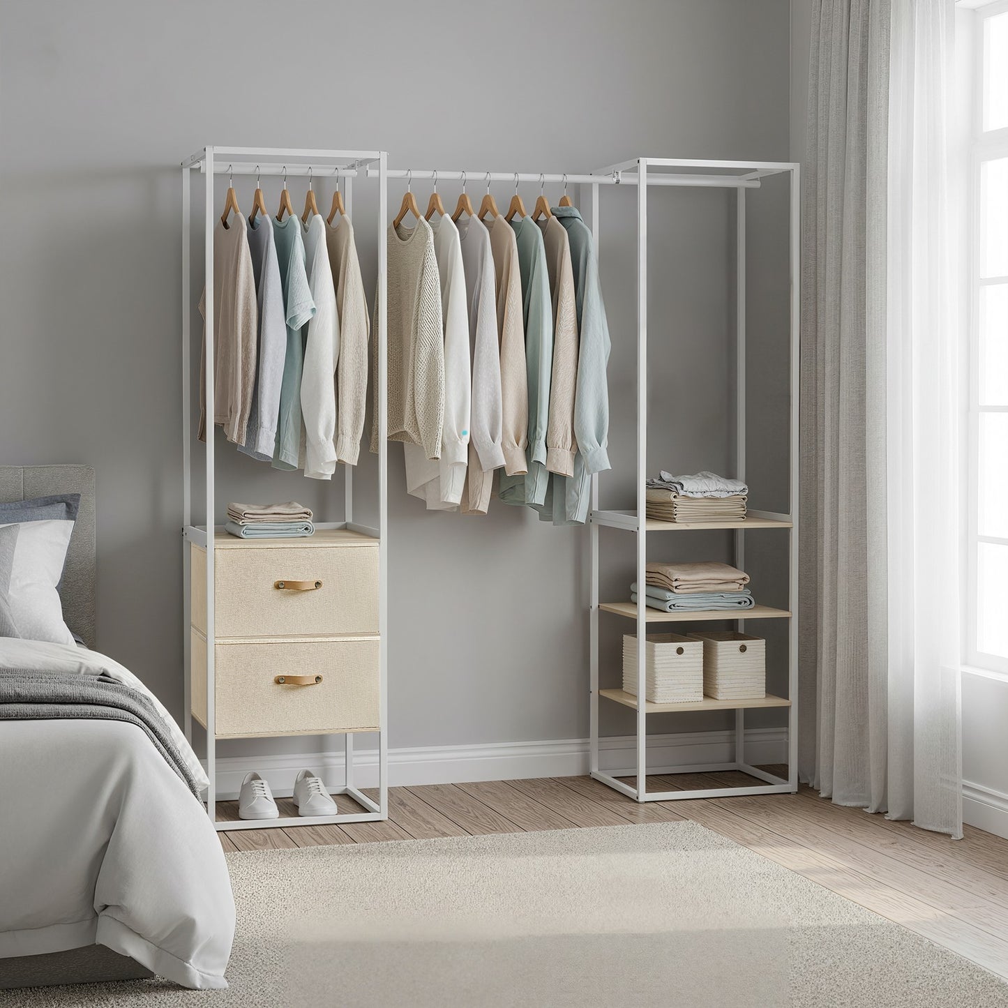 Freestanding heavy duty clothes rack with extendable hanging rod - image 1