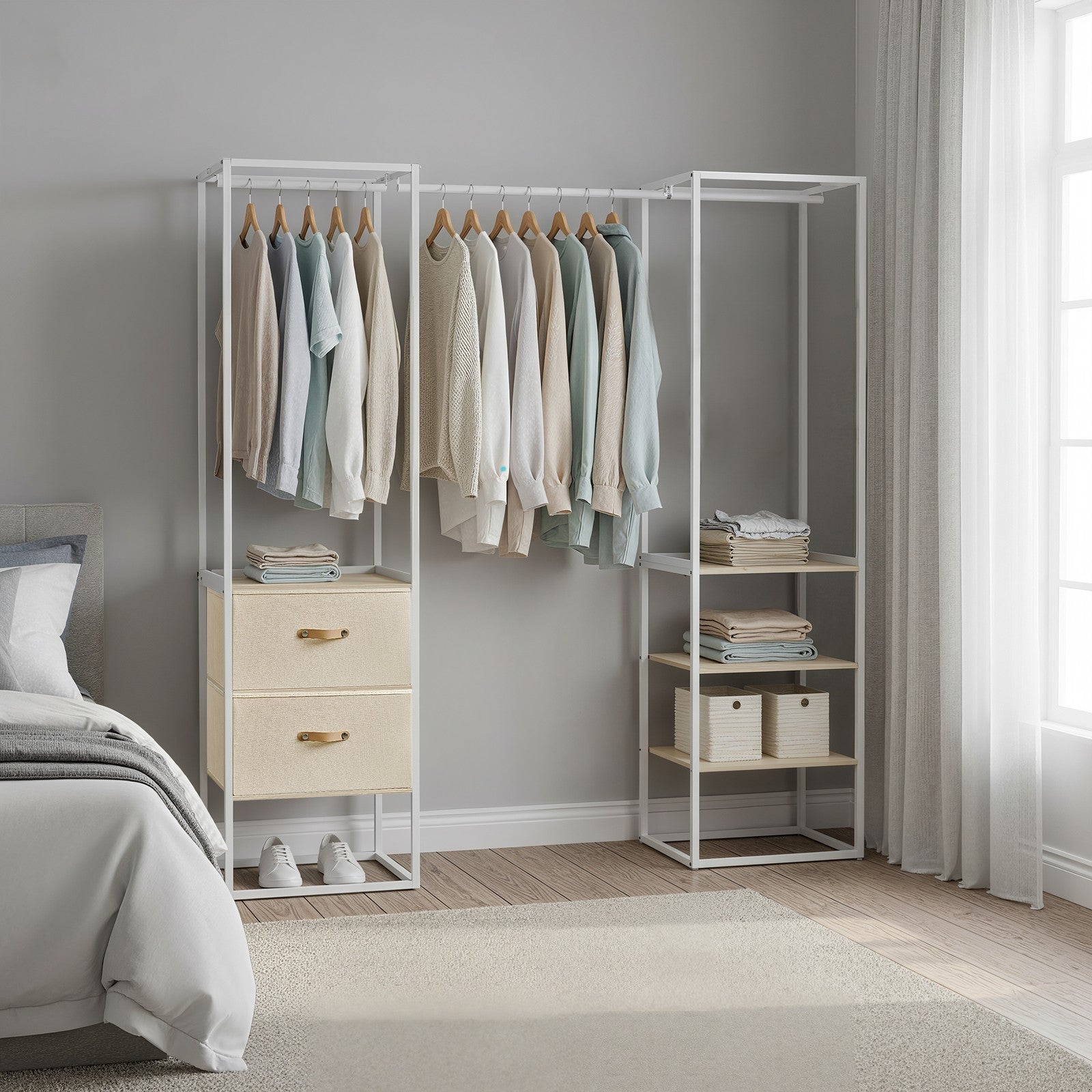 Freestanding heavy duty clothes rack with extendable hanging rod - image 1