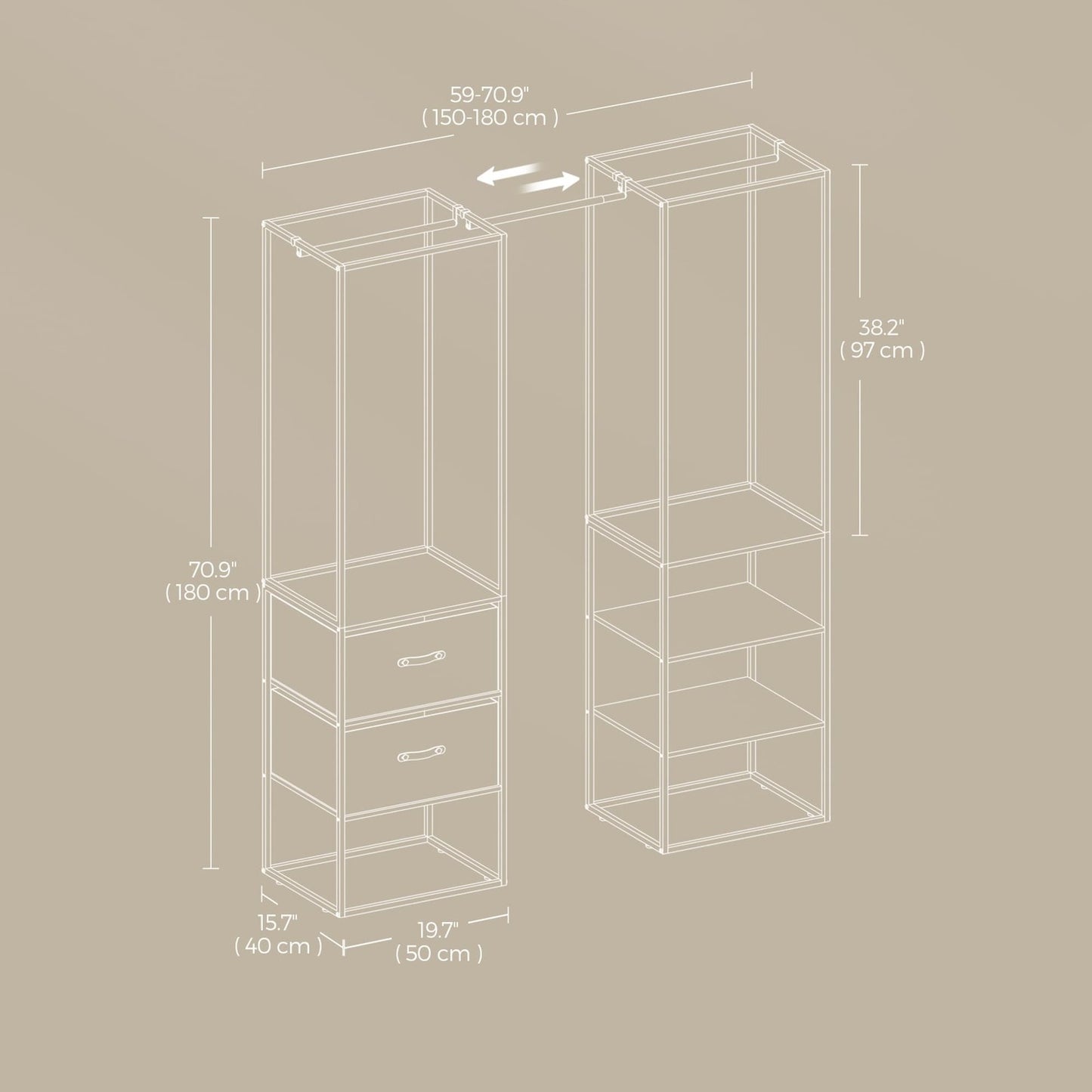 Freestanding heavy duty clothes rack with extendable hanging rod - image 5