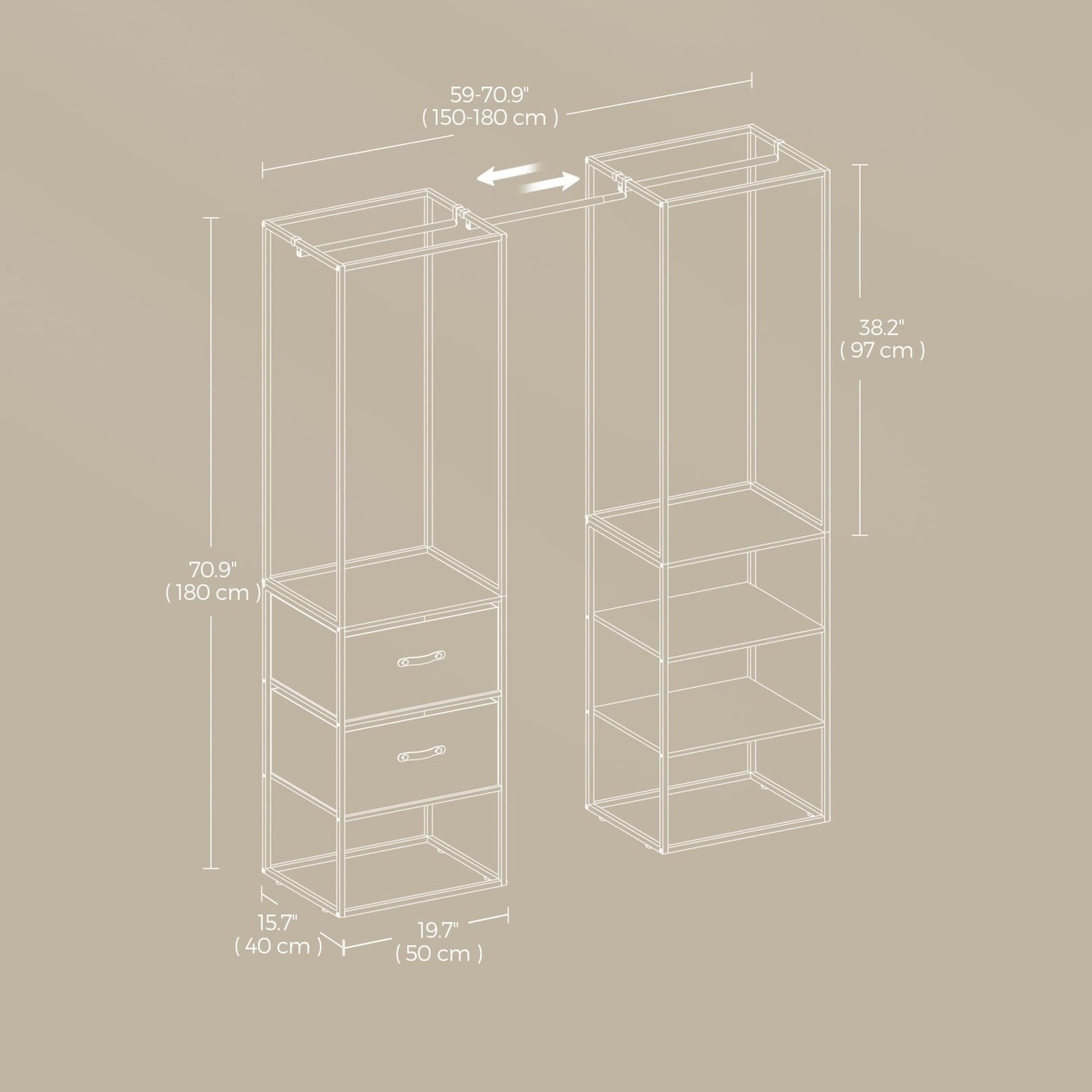 Freestanding heavy duty clothes rack with extendable hanging rod - image 5