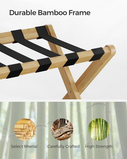 Set of 2 Folding Luggage Rack with Storage Shelf