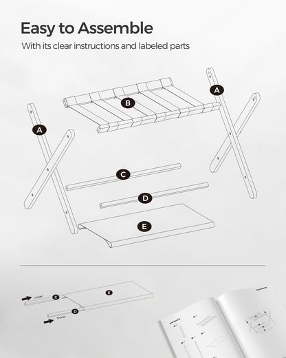Set of 2 Folding Luggage Rack with Storage Shelf