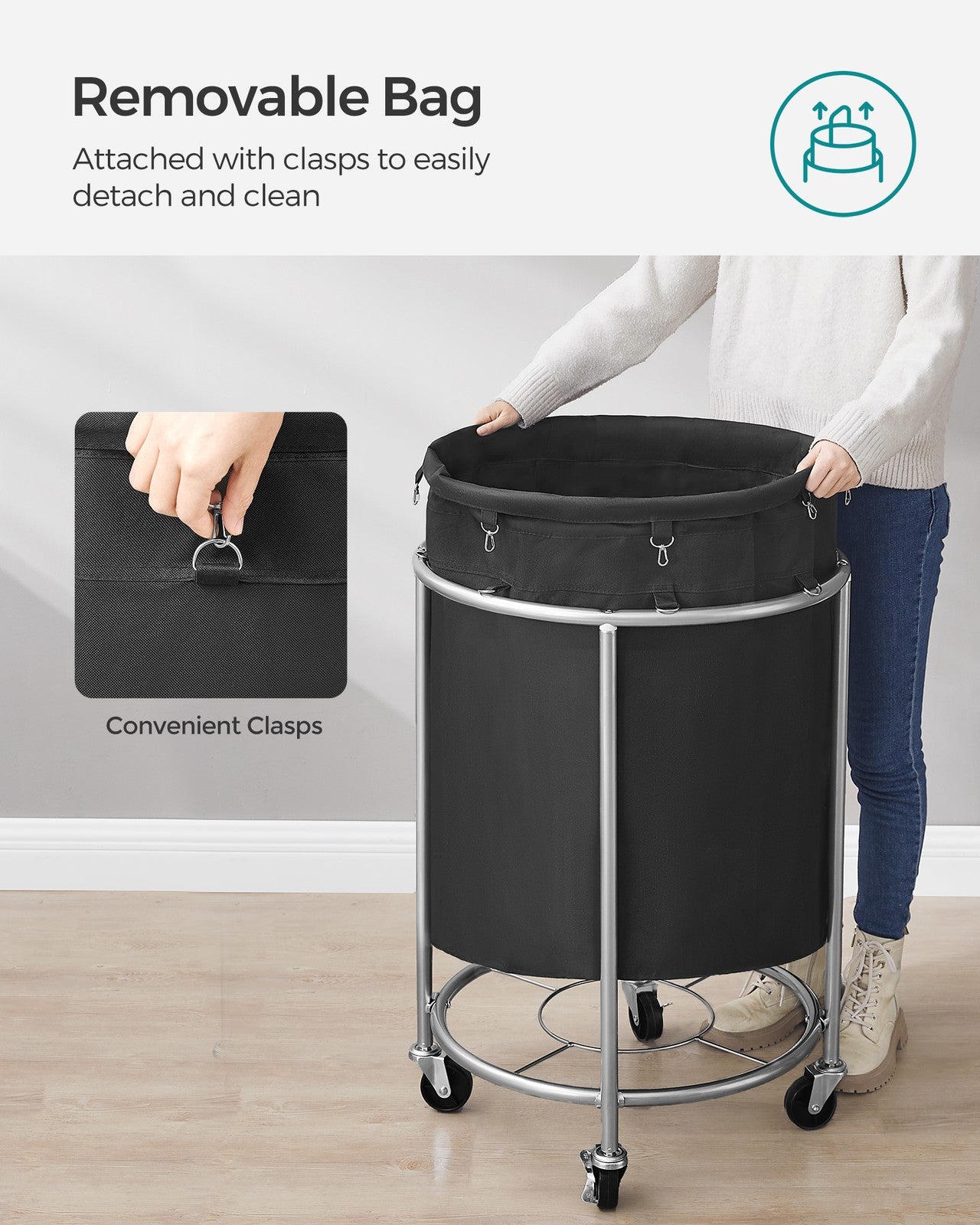 45 Gal. Laundry Basket with Wheels - HWLEXTRA 