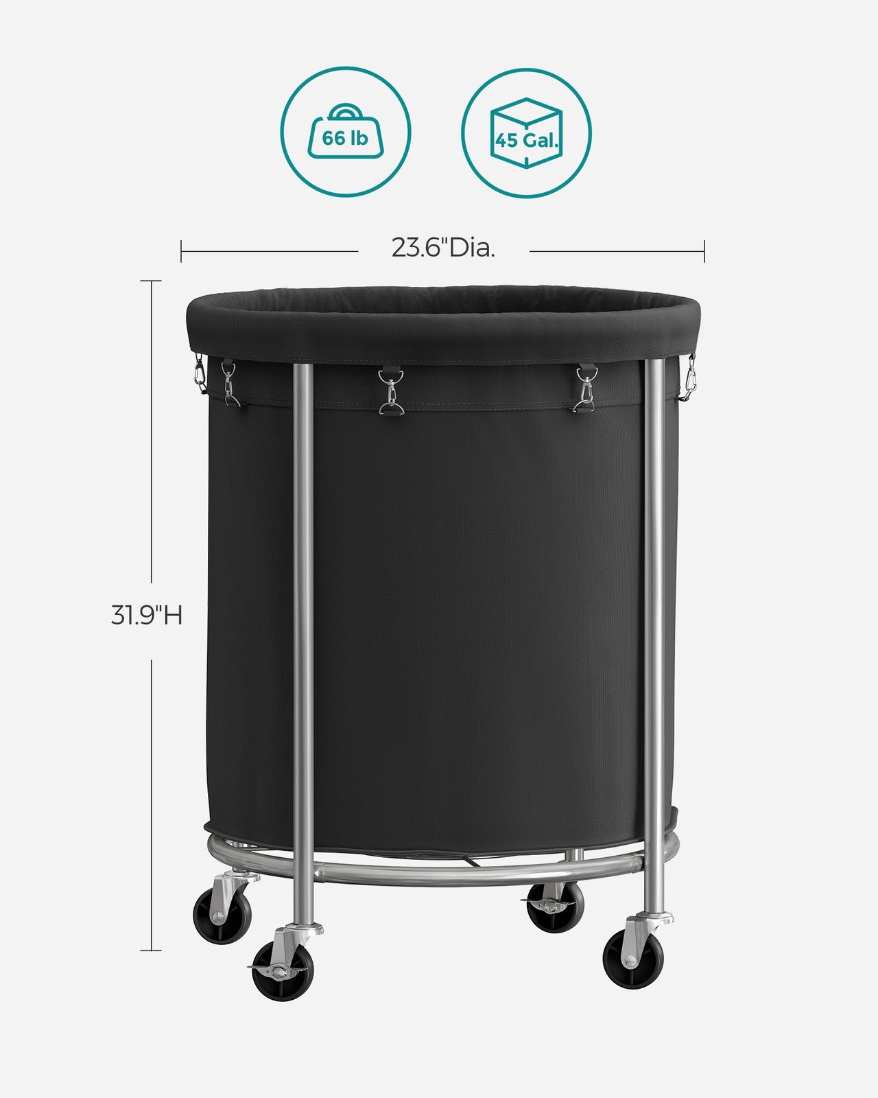 45 Gal. Laundry Basket with Wheels - HWLEXTRA 