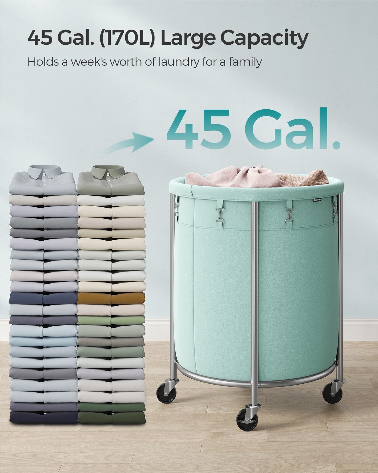 45 Gal. Laundry Basket with Wheels - HWLEXTRA 