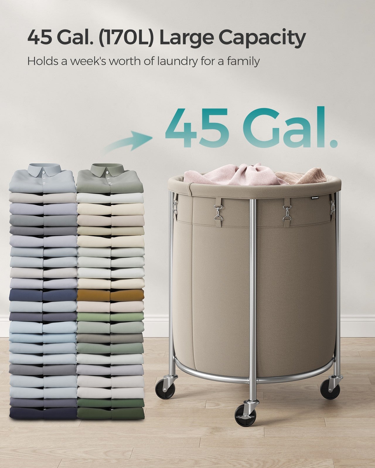 45 Gal. Laundry Basket with Wheels - HWLEXTRA 