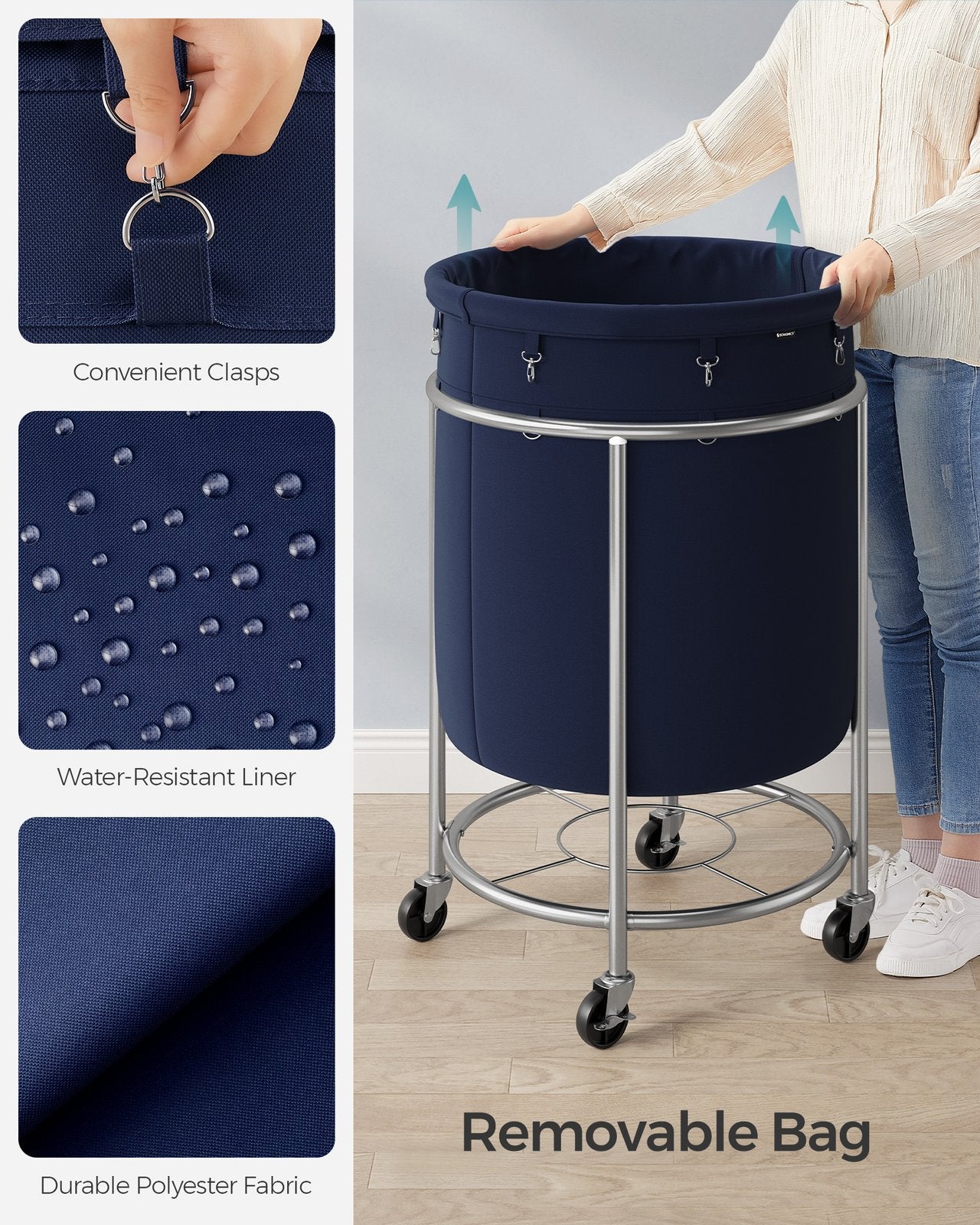 45 Gal. Laundry Basket with Wheels - HWLEXTRA 