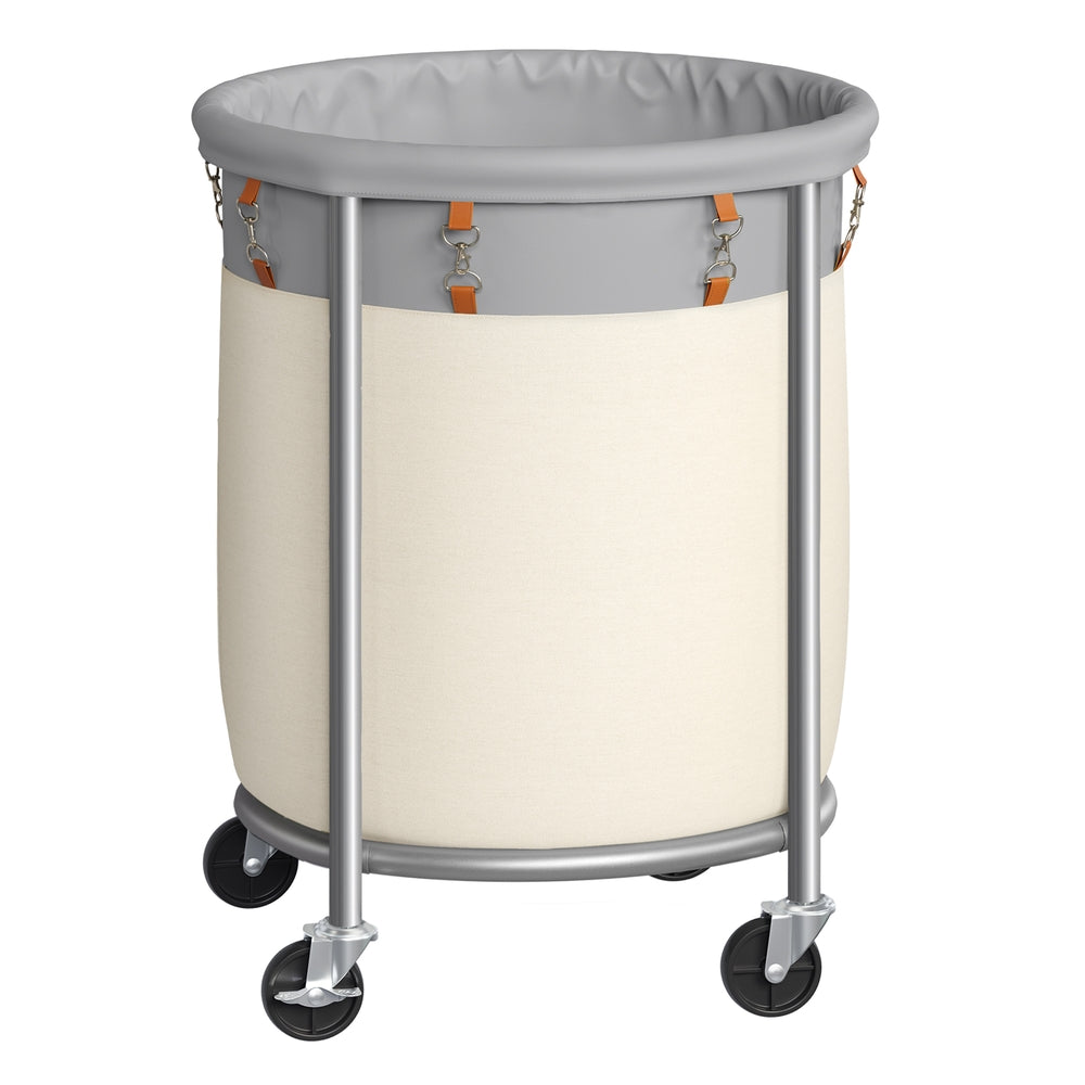 45 Gal. Laundry Basket with Wheels - Dove Gray + Cream White / 110 L