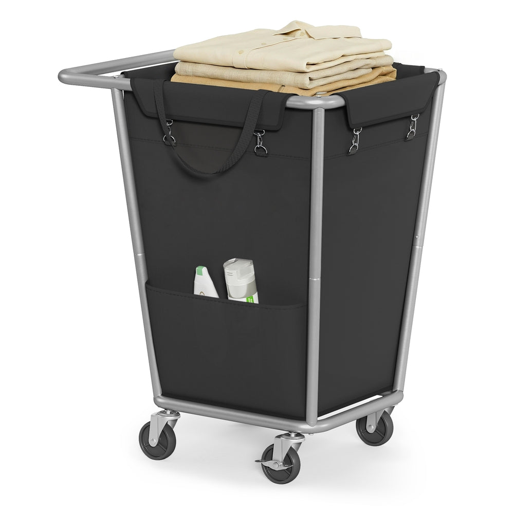 34.3 Gallons Rolling Laundry Hamper with Removable Bag Cream White - image 7