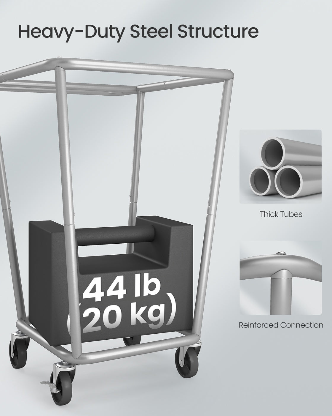34.3 Gallons Rolling Laundry Hamper with Removable Bag Cream White - image 10