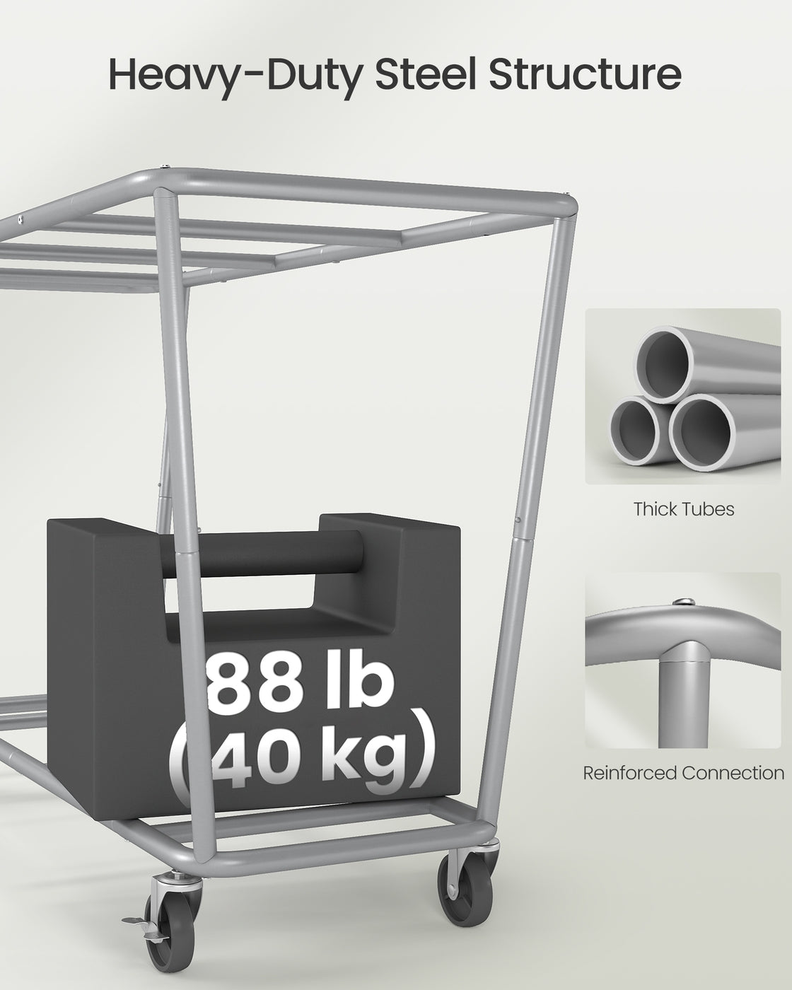 34.3 Gallons Rolling Laundry Hamper with Removable Bag Cream White - image 28