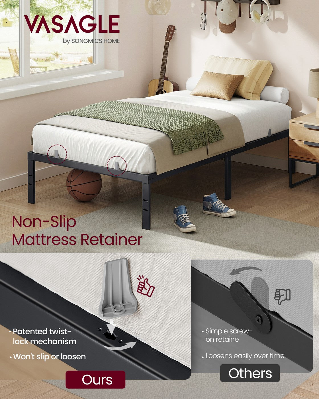 Twin Metal Bed Frame 14 Inches Tall - image 3
