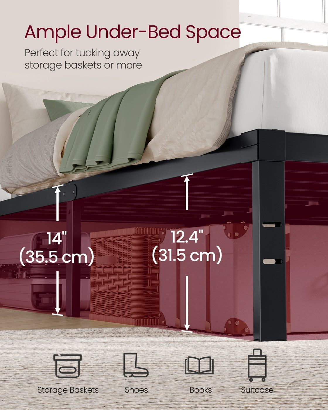 Twin Metal Bed Frame 14 Inches Tall - image 29