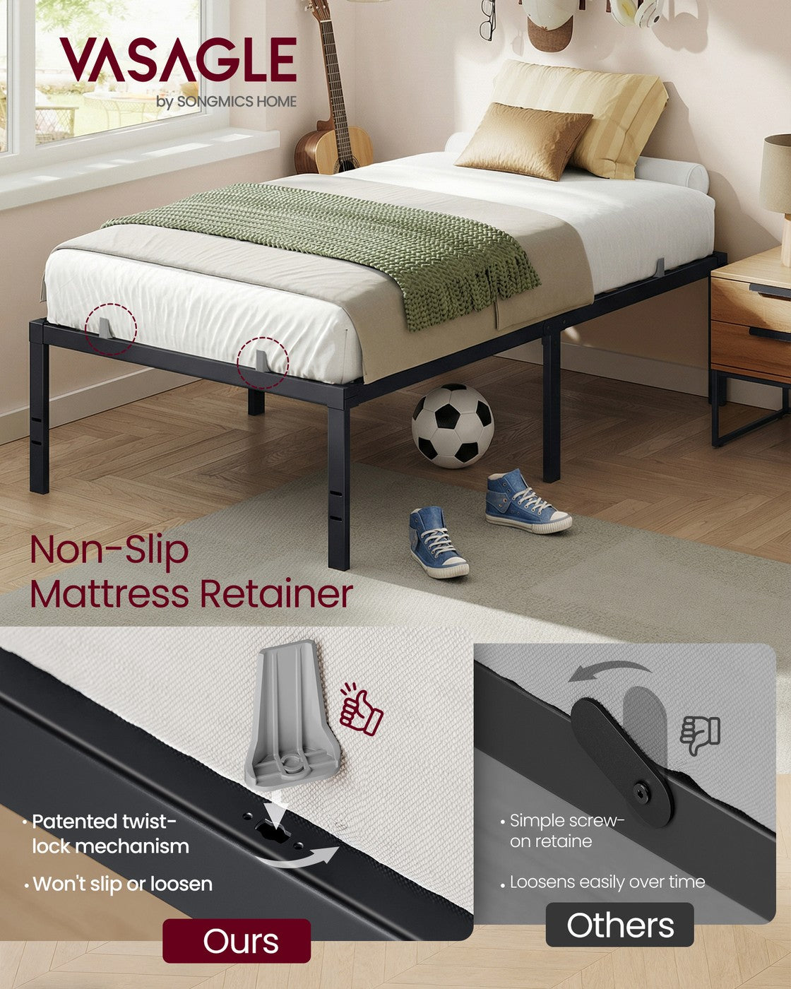 Twin Metal Bed Frame 18 Inches Tall - image 3