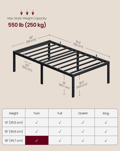 Twin Metal Bed Frame 18 Inches Tall - image 6