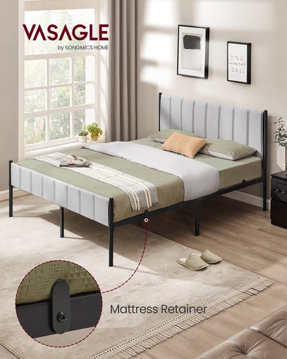 Twin Bed Frame with Upholstered Headboard
