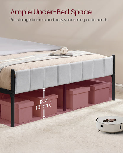 Twin Bed Frame with Upholstered Headboard