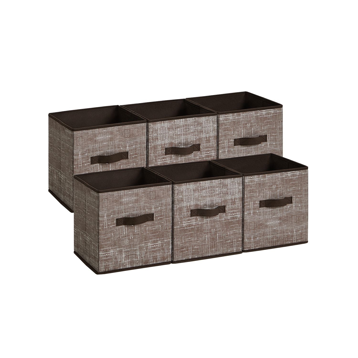 Storage Cubes, Set of 6 Non-Woven Fabric Bins with Double Handles, Closet Organizers for Shelves, Foldable, for Clothes Toys, Chocolate UROB026K02