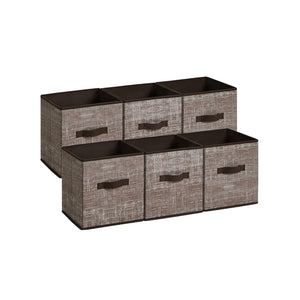 Storage Cubes, Set of 6 Non-Woven Fabric Bins with Double Handles, Closet Organizers for Shelves, Foldable, for Clothes Toys, Chocolate UROB026K02