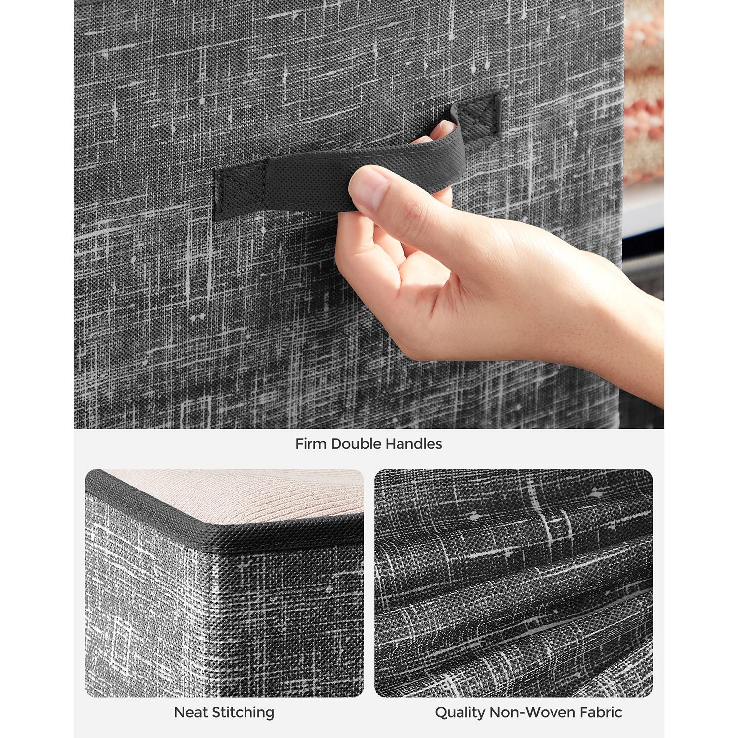 Non-Woven Fabric Storage Cubes with Double Handles - HWLEXTRA 